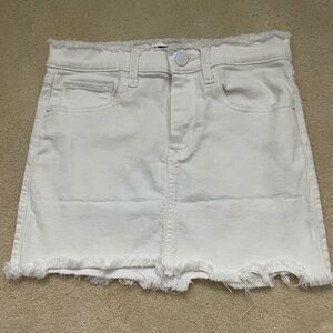 White Raw Hem Denim Mini Skirt